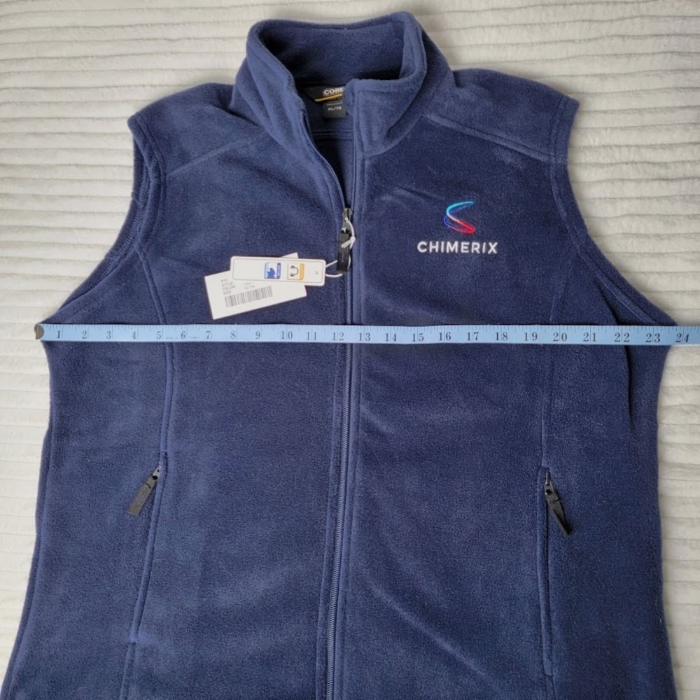 Core 365 Women's Fleece Vest XL Navy Full Zip Sleeveless Chimerix Logo NWT - Picture 6 of 9